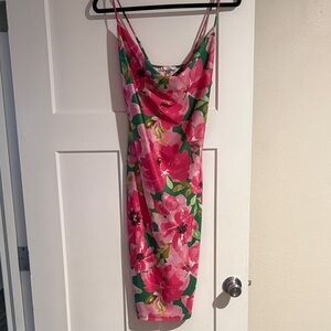 Floral Pink and Green bodycon Women's Dress